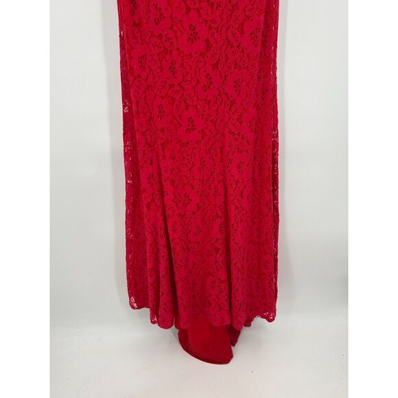 ABBY PARIS Red Lace Gem Bling Mermaid Homecoming Prom Maxi Formal Gown Dress 6 - Picture 6 of 11